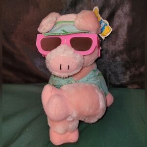Vintage 1987 Dakin Bacon in the Sun 8” Pig With Sunglasses Plush With Tags